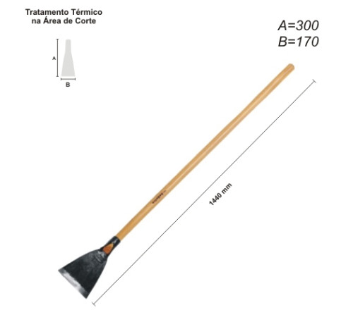 Cavadeira FORJADA | RETA 17 cm | cabo polido 1,20 mts